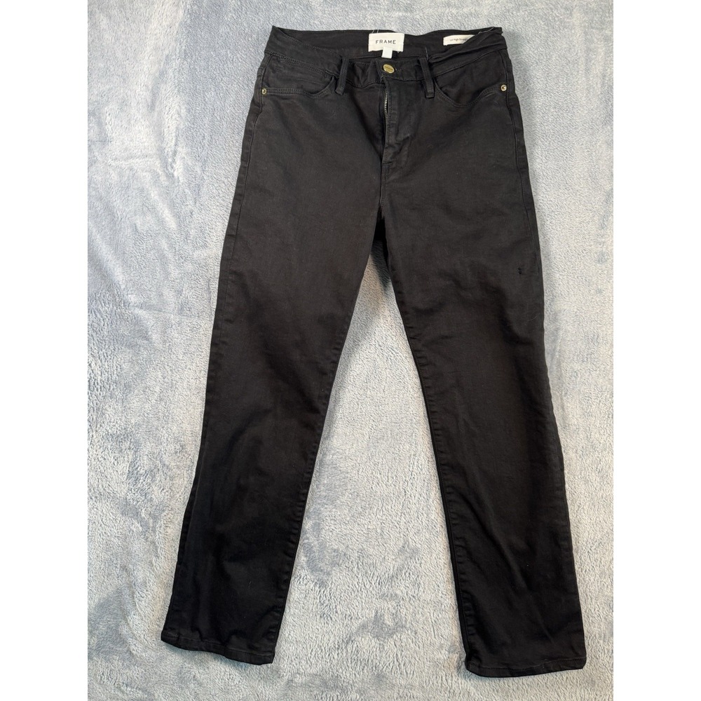 FRAME Le High Straight Jeans Womens Black Film Noir Stretch 27x26.75 LHST403